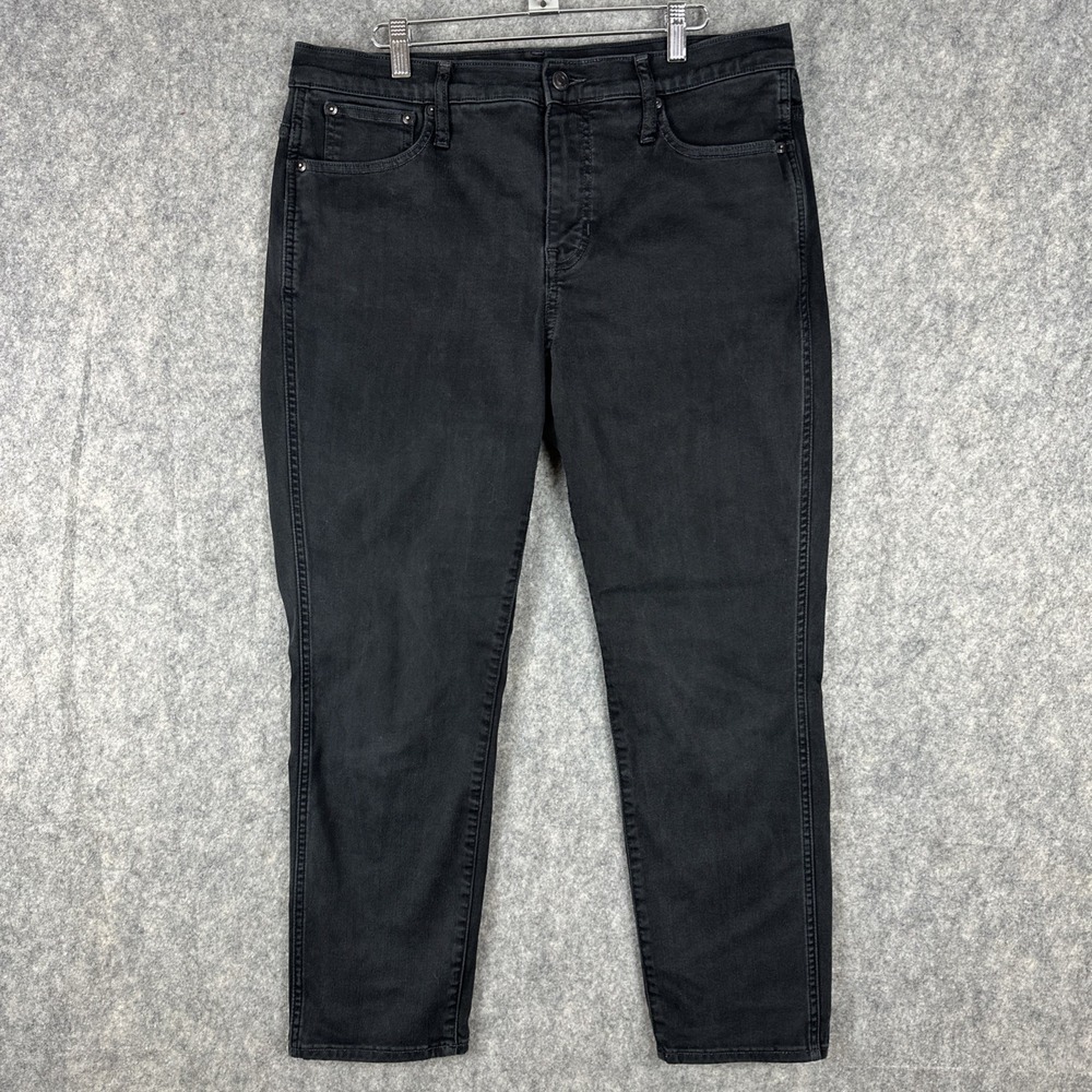 J Crew Jeans Women 32 (fits 34x26) Black Denim Curvy Vintage Slim Straight